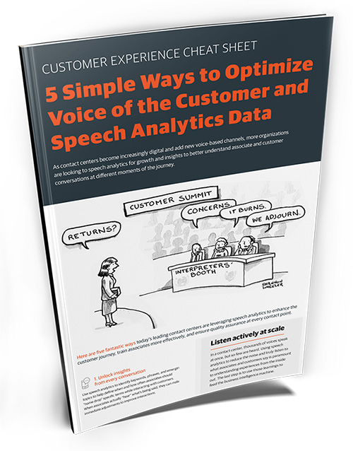 Cheatsheet helping you optmize the important contact center analytics of voice of the customer and speech analytics