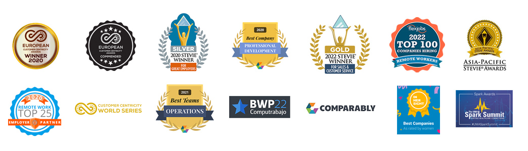 logos of some of our contact center outsourcing related awards