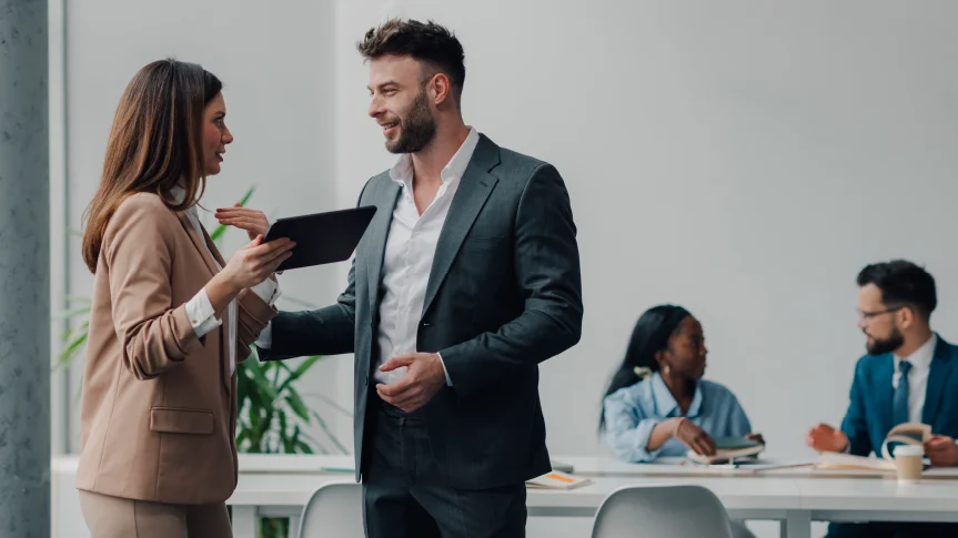 Group discussion in a conference room