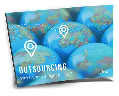 Cover of outsourcing strategy guide providing overview of offshoring, nearshoring, and onshoring