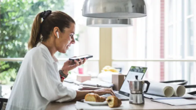 A busy woman at work