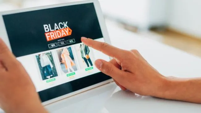 Tablet showing black friday