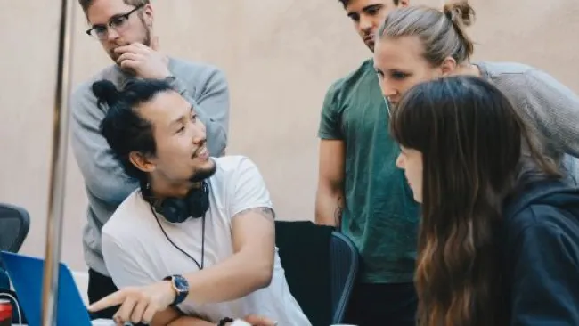 Someone explaining something to the team