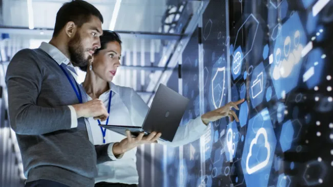 Coworkers in a data center