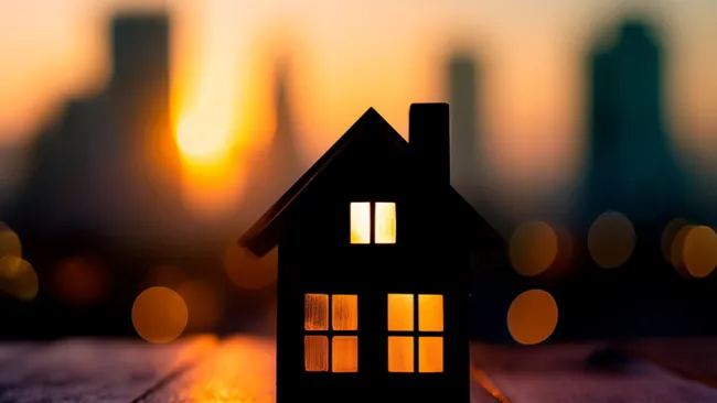 A house at night