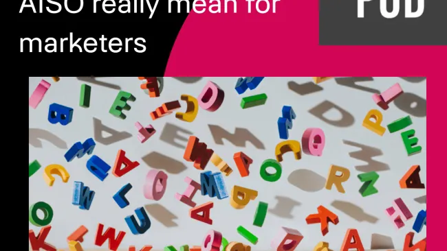What GEO, AEO and AISO really mean for marketers - CX pod episode image with letters falling
