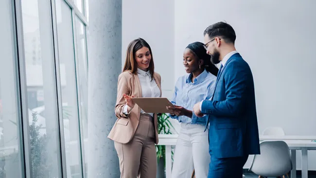 Business team reviewing a document