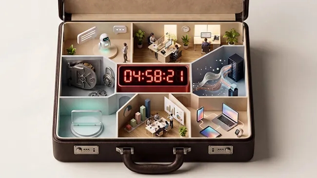 briefcase with a countdown clock in the middle 
