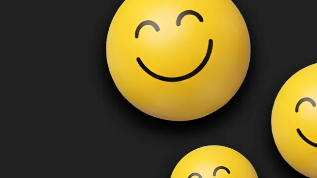 Smiley faces against a black background