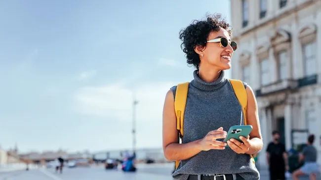 Woman walking in city