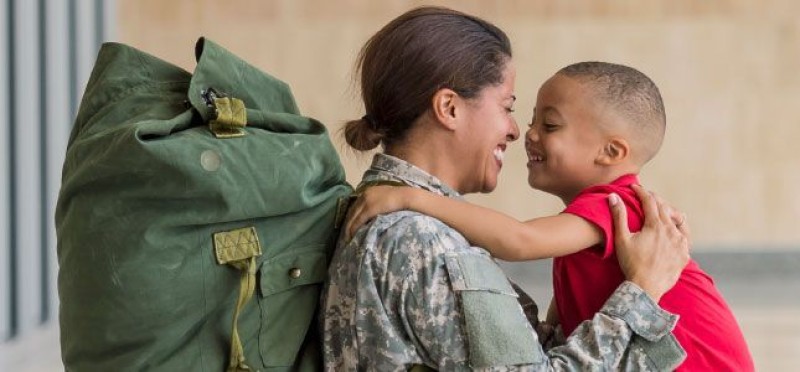 A soldier mom and her kid