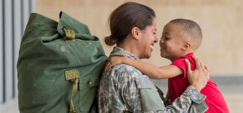 A soldier mom and her kid