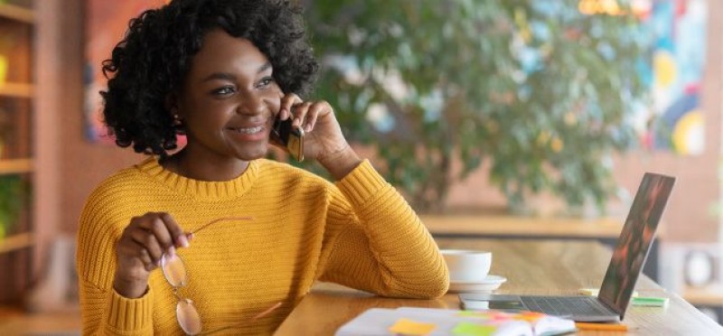 A woman on her phone 