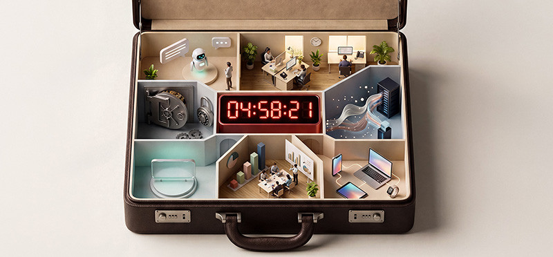 briefcase with a countdown clock in the middle 