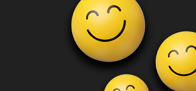 Smiley faces against a black background