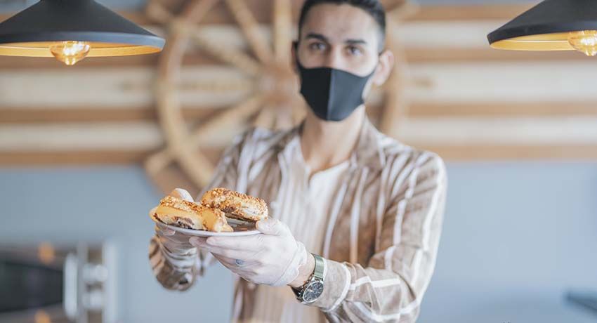 bakery worker wearing a mask