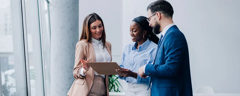 Business team reviewing a document