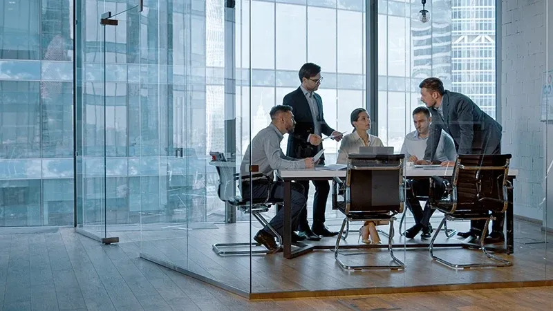 Team collaborating in a conference room