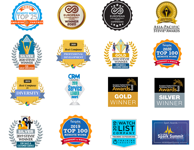 logos of some of our contact centre outsourcing related awards